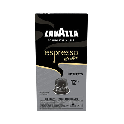 Lavazza Espresso Maestro Ristretto Dark Roast Coffee Capsules Compatible with Nespresso Original Machines, Intense and Full-bodied, notes of chocolate and caramel (100 capsules)