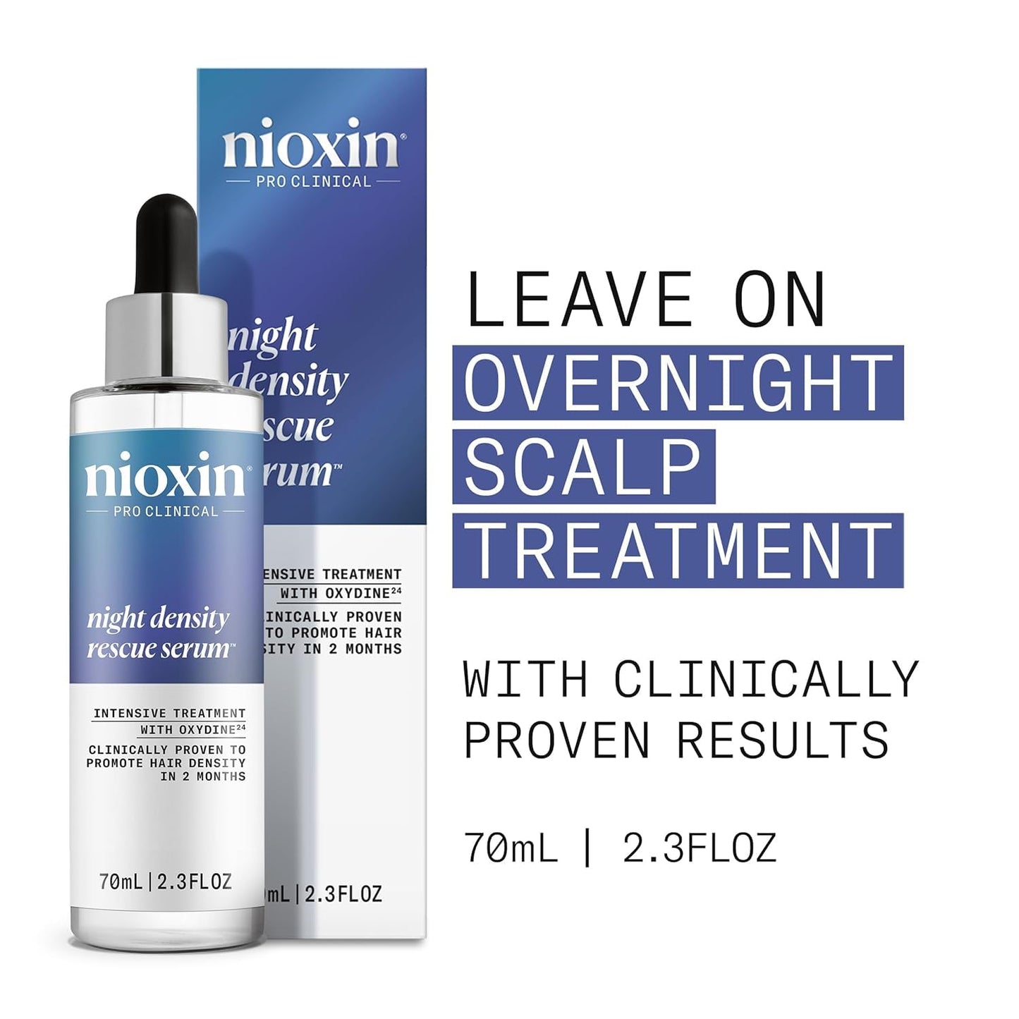 Nioxin Night Density Rescue Serum | Overnight Hair Thickening Serum | Protects Against Hair Breakage | Intensive Treatment with Oxydine | 2.4 Fl oz | 70 ml NIOXIN