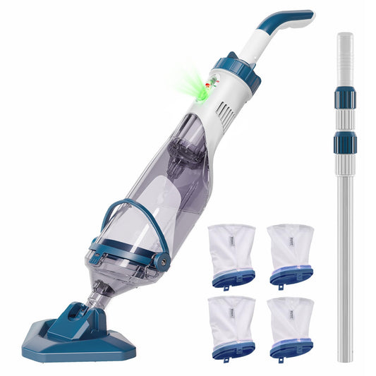 Enhulk Pool Vacuum for Above Ground Pool with Powerful Suction up to 18.5 gallons/min, Running time up to 1H, Handheld Rechargeable Pool Cleaner with a Telescopic Pole, PC10