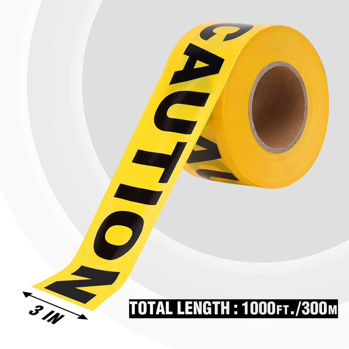 Ruban de signalisation Goldblatt, lot de 2 rouleaux de ruban de prudence jaune, 7,6 cm x 305 m, ruban de sécurité avec texte noir en gras pour chantiers de construction/zones dangereuses ou décorations d'Halloween