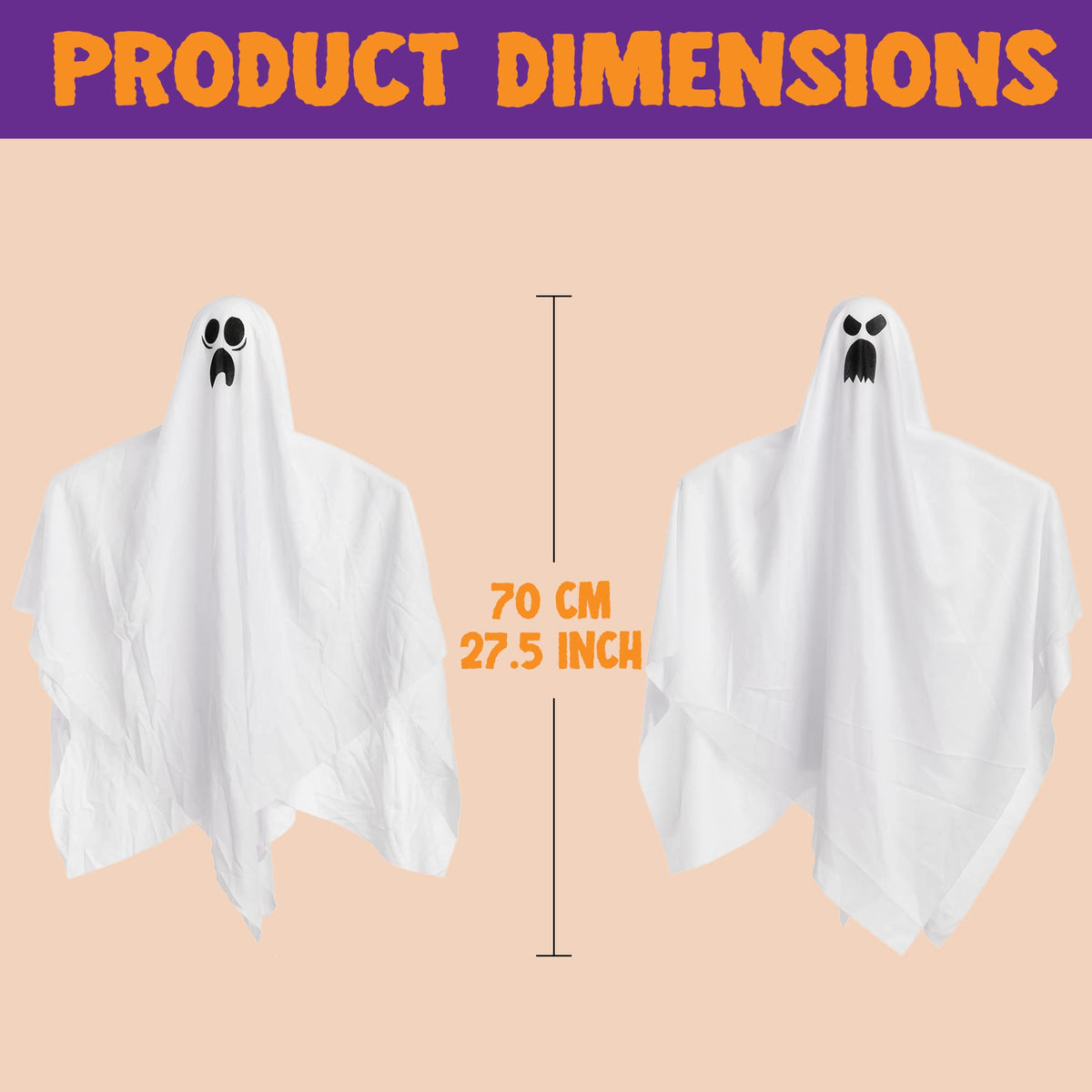 JOYIN 27.5" Halloween Hanging Ghosts Outdoor Decoration(5 Pack), Cute Flying Ghosts for Halloween Front Yard Patio Lawn Garden Party Décor and Holiday Hanging Decorations 🍁 All In One Marketplace Canada