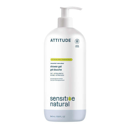 ATTITUDE Body Wash for Sensitive Skin, EWG Verified Shower Gel, Soothing Oat, Dermatologically Tested, Plant and Mineral-Based, Vegan Personal Care, Unscented, 946 mL 🍁 All In One Marketplace Canada