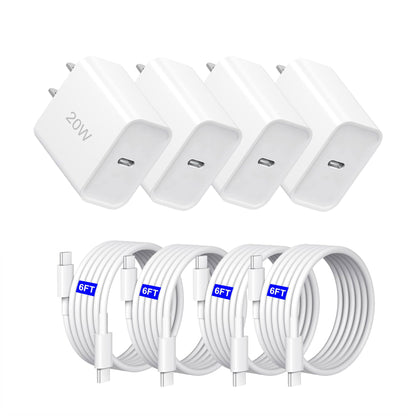 i Phone17/16/15 Fast Charger，20W USB C Charging Block with 6FT USB-C Charging Cable for i Phone17/17 Plus/17 Pro Max/16/16 Plus/16 Pro/16 Pro Max/15/15 Pro Max【4 Pack】