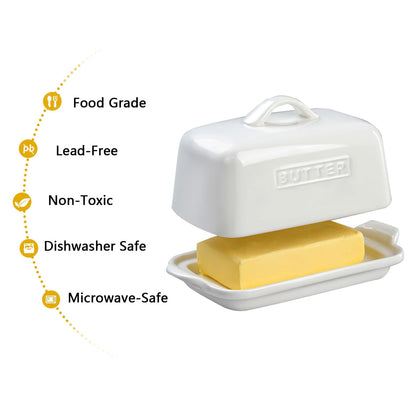 JSHKY Porcelain Butter Dish with Lid for 1lb Canadian Butter Block, White 🍁 All In One Marketplace Canada