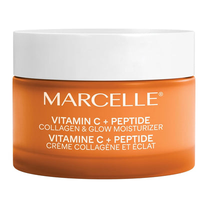 Marcelle Vitamin C + Peptide Collagen & Glow Moisturizer, Day & Night Cream, Brightening & Smoothing, Vegan, Cruelty-Free, Hypoallergenic, Non-Comedogenic, Paraben-Free, Fragrance-Free, 50 mL
