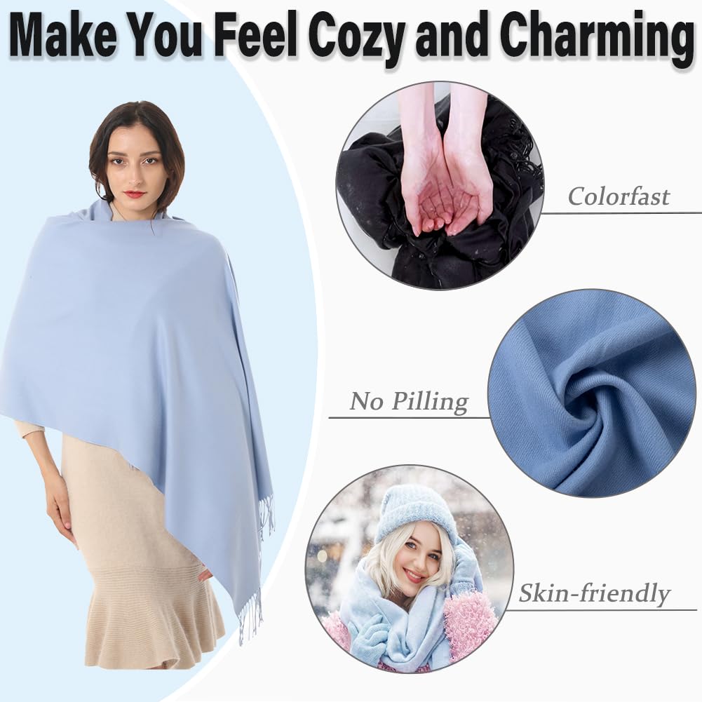 Women's Scarf Pashmina Shawls and Wraps 79x28 Acrylic Blend Blue 🍁 All In One Marketplace Canada