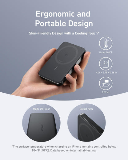 Anker MagGo Power Bank, Ultra-Slim 10,000mAh Magnetic Battery Pack, Qi2 Certified 15W Ultra-Fast MagSafe Compatible Portable Charger, Ergonomic Design, for iPhone17/16/15/14 Series, and More - Available at All In One Marketplace Canada