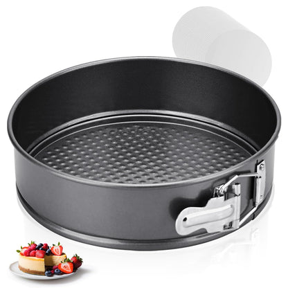 9" Non-Stick Cheesecake Pan, Springform Cake Pans Leakproof Round Cake Pan,Removable Bottom Quick Release Latch Moulds for Birthday Cake, Include 50 PCS Cake Paper Liners 🍁 All In One Marketplace Canada