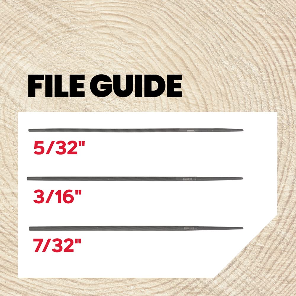 Oregon Universal Chainsaw Field Sharpening Kit - Includes 5/32-inch, 3/16-inch, and 7/32-inch Round Files, Flat File, Handle, Filing Guide, and Pouch Oregon