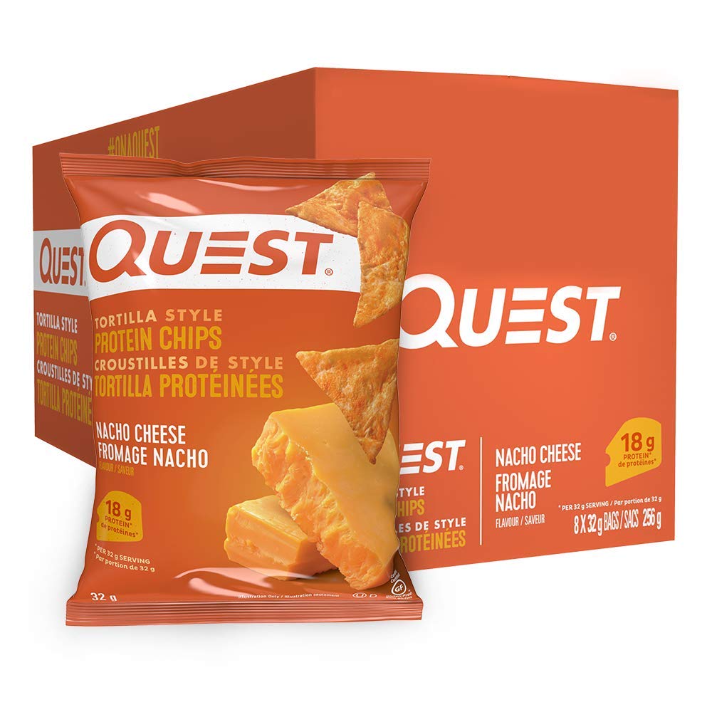 Quest Nacho Cheese Tortilla Style Protein Chips - 8 Pack, 18g Protein, Baked, Gluten Free, 1g Sugar