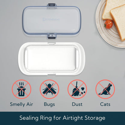 Large One-Handed Butter Dish with Lid for 1 lb Canadian Butter, Airtight Butter Keeper with Lid Fit a Full Pound Block of Butter,Locking Butter Container for Countertop,Cat/Dog Proof(White) - Available at All In One Marketplace Canada