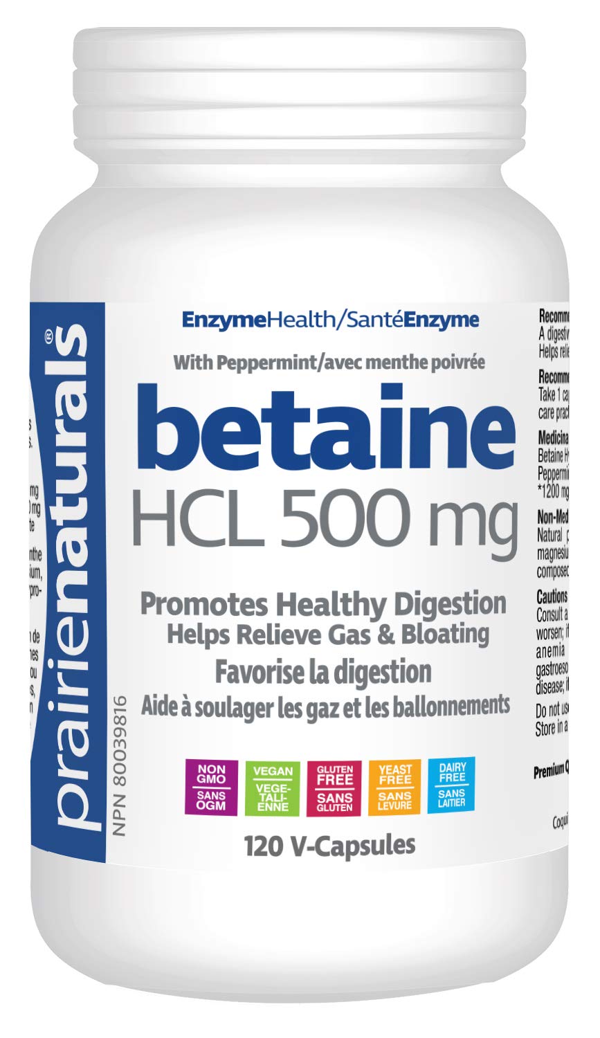 Prairie Naturals Betaine HCL 500mg VCaps - 120 Count Prairie Naturals