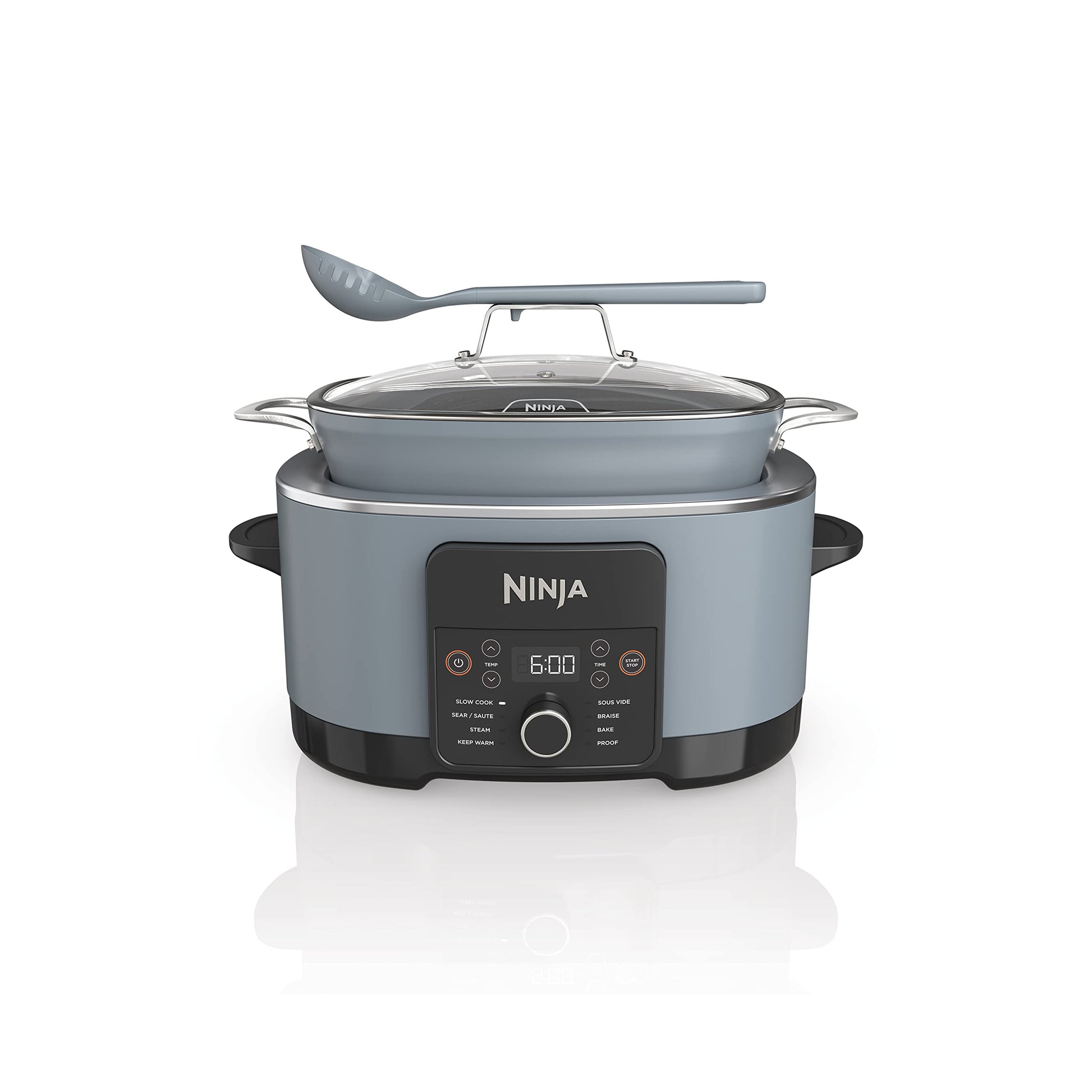 Ninja MC1001C Foodi PossibleCooker PRO 8.5 Quart Multi-Cooker, with 8-in-1 Slow Cooker,Dutch Oven,Steamer &More,Glass Lid & Integrated Spoon,Nonstick,Oven Safe Pot to 500°F,Sea Salt Gray,Sea Salt Grey - Available at All In One Marketplace Canada