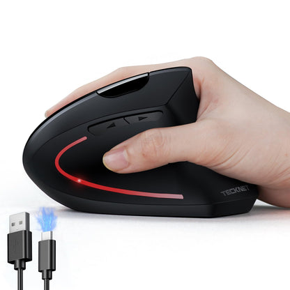 TECKNET Ergonomic Mouse, Rechargeable Vertical Ergo Mouse Wireless, Silent 2.4GHz 6 Buttons Optical Carpal Tunnel Mouse, 5 Adjustment Levels, Up to 4800DPI Wireless Mouse for Laptop, Desktop, PC - Available at All In One Marketplace Canada
