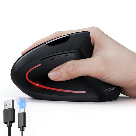 TECKNET Ergonomic Mouse, Rechargeable Vertical Ergo Mouse Wireless, Silent 2.4GHz 6 Buttons Optical Carpal Tunnel Mouse, 5 Adjustment Levels, Up to 4800DPI Wireless Mouse for Laptop, Desktop, PC - Available at All In One Marketplace Canada