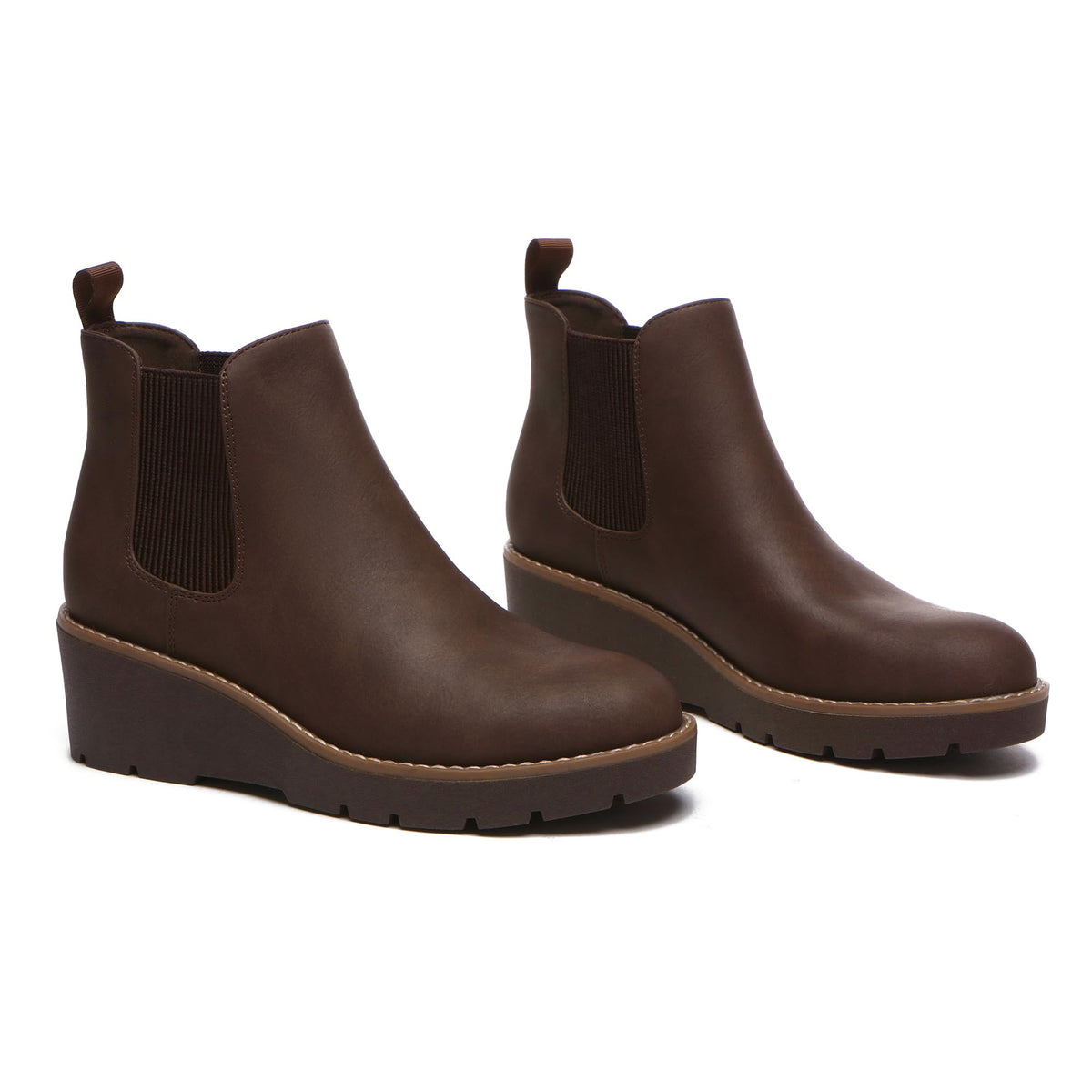 Athlefit Women's Platform Wedge Chelsea Ankle Boots Brown Size 7 🍁 All In One Marketplace Canada