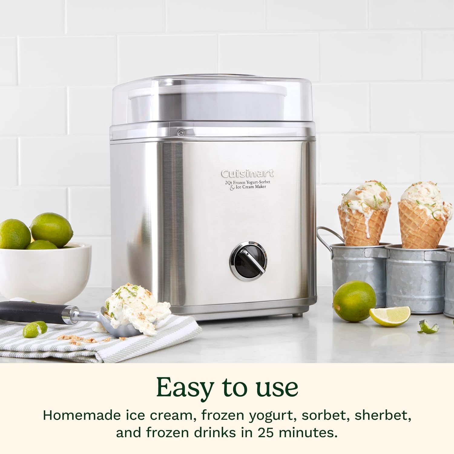 Cuisinart Pure Indulgence Frozen Yogurt-Ice Cream & Sorbet Maker, 2-Qt Capacity, Silver (ICE-30WNC) Cuisinart