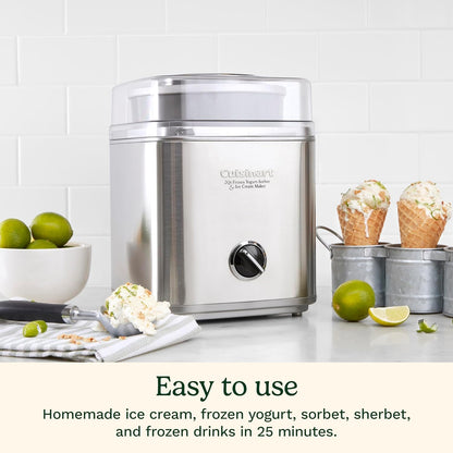 Cuisinart Pure Indulgence Frozen Yogurt-Ice Cream & Sorbet Maker, 2-Qt Capacity, Silver (ICE-30WNC) Cuisinart
