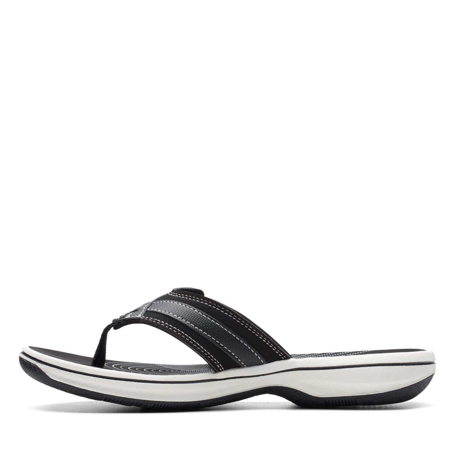 Clarks Women's Breeze Sea Flip-Flop, Black Synthetic, 10