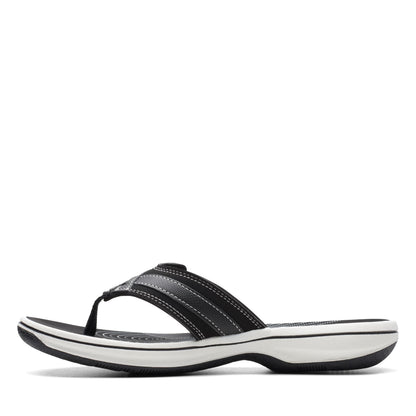 Clarks Cloudsteppers Women's Breeze Sea Flip-Flop, Black Synthetic, 7 Medium US