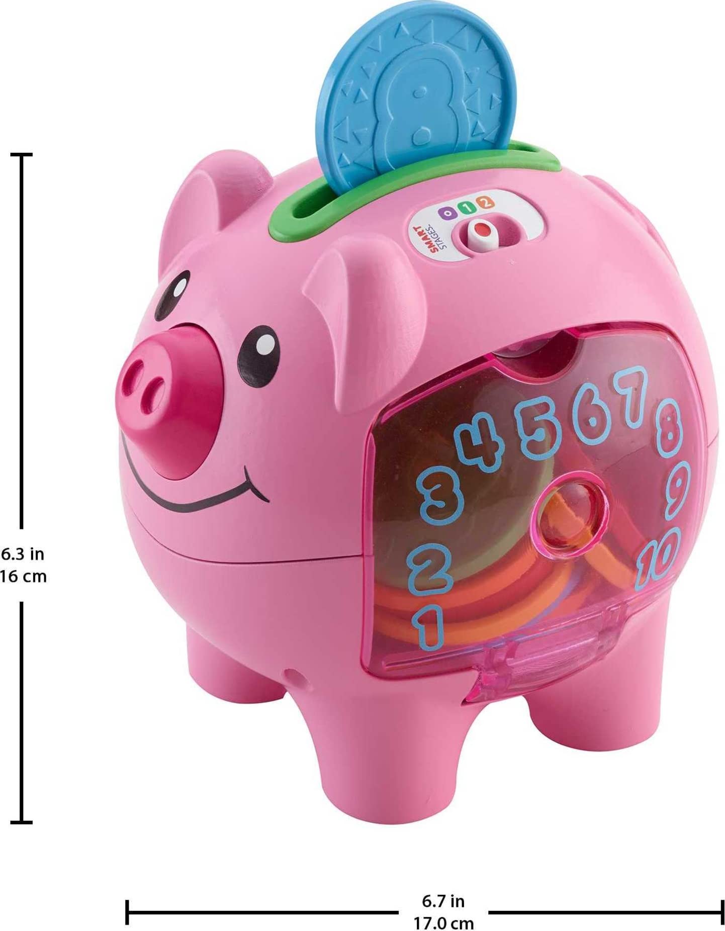 Fisher-Price Baby & Toddler Toy Laugh & Learn Smart Stages Piggy Bank with Educational Songs & Phrases for Infants Ages 6+ Months Fisher-Price