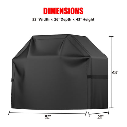 Grill Cover, 52 inch BBQ Gas Grill Cover Waterproof Weather Resistant, UV and Fade Resistant, UV Resistant Material for Weber Char-Broil Nexgrill Grills and More, Black