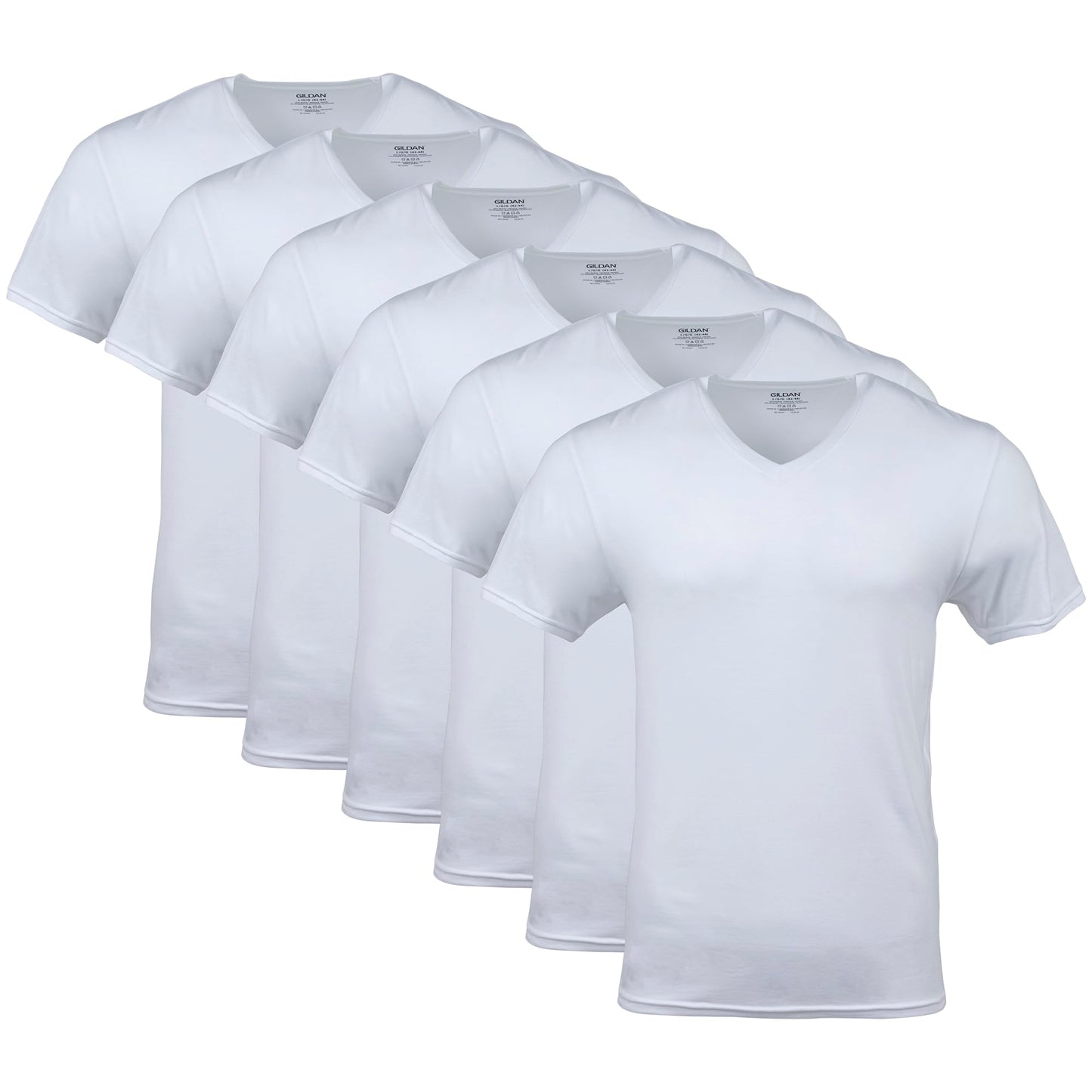 Gildan Men's V-Neck T-Shirts, Multipack, Style G1103, White (6-Pack), Medium 🍁 All In One Marketplace Canada