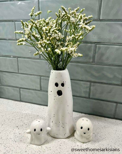 Vase fantôme Mud Pie, vase à fleurs d'Halloween moyen pour décoration d'automne