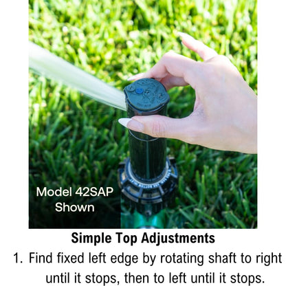 Rain Bird 42SASPG 42SA Gear Drive Rotor Sprinkler on Heavy Duty Green Spike, Adjustable 40° - 360° Pattern, 26' - 38' Spray Distance Rain Bird