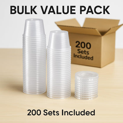 1 oz Portion Cups with Lids, 200 Sets Disposable Souffle Cups, Leak-Proof Jello Shot Cups, Clear Condiment Containers for Sauce, Dressing & Food Storage, Freezer Safe