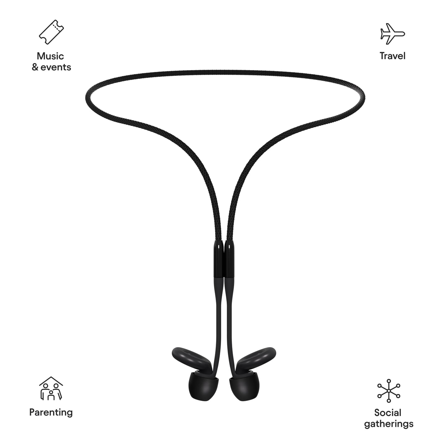 Loop Link Safety Connector Cord – Official Connector Cord For Loop Earplugs | Magnetic Tug-Resistant Safety Cord | Compatible With Loop Quiet/Engage/Experience | Warm Charcoal - Available at All In One Marketplace Canada