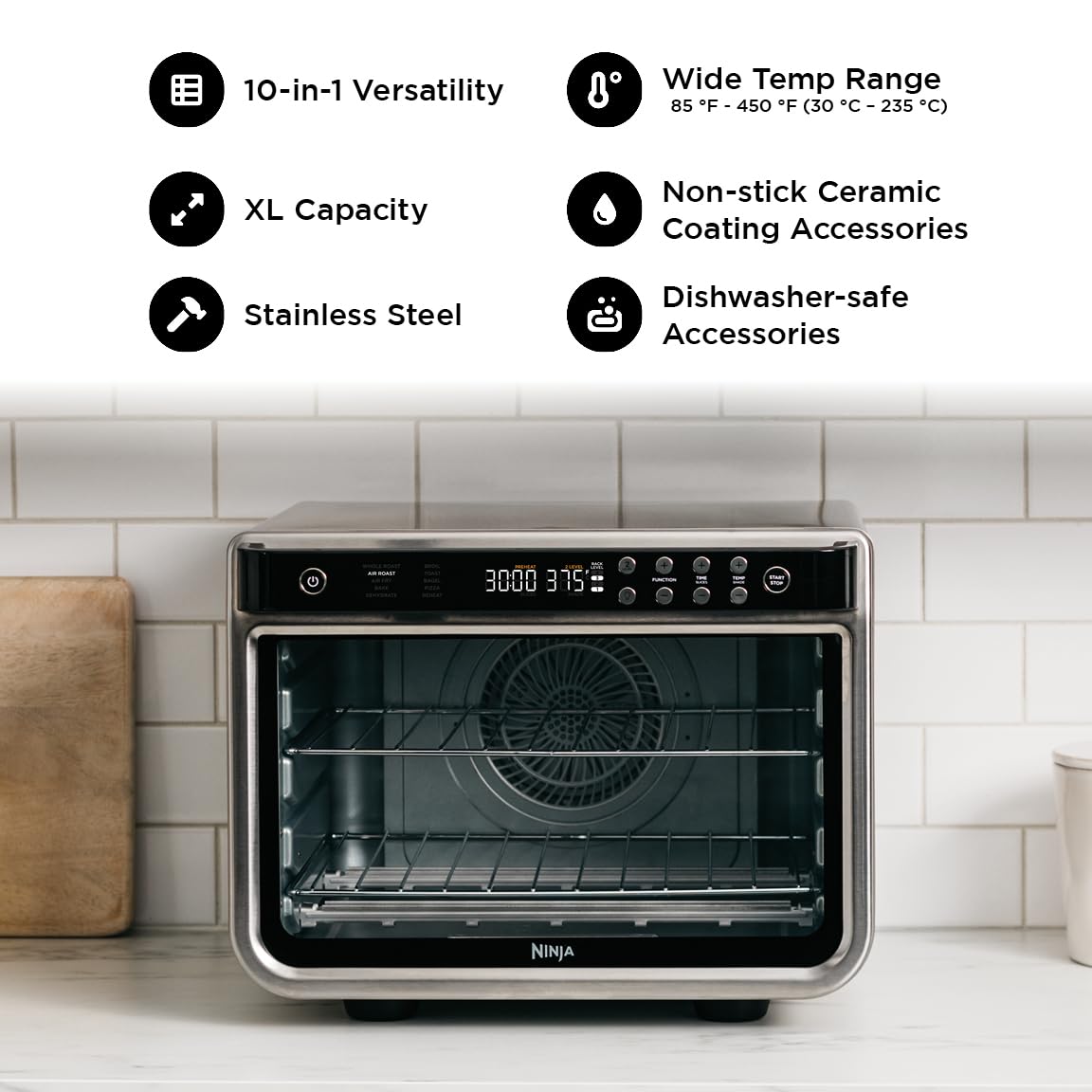 Ninja DT201C, Foodi 10-in-1 XL Pro Air Fry Oven, Stainless steel, 1800W (Canadian version)