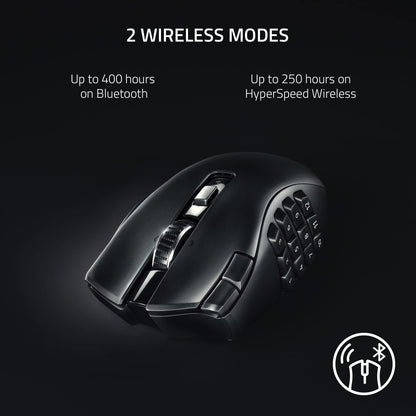 Souris gaming sans fil Razer Naga V2 HyperSpeed pour MMO, 400 h d'autonomie, noir