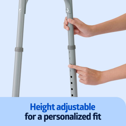 Medline Two-Button Folding Walker with 5" Wheels, Basic, 400lb Duty