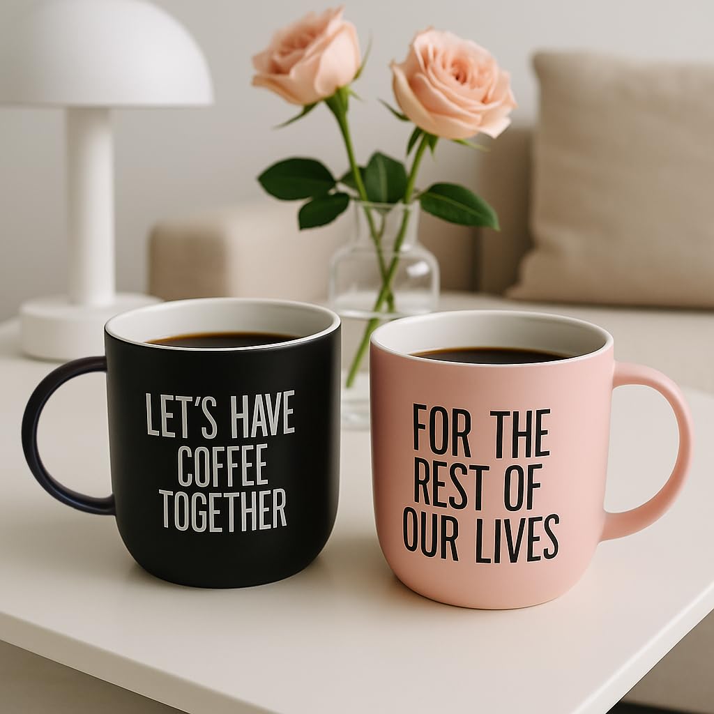 Triple Gifffted Lets Have Coffee Together Mug Set for Couples,380ml Ceramic 🍁 All In One Marketplace Canada