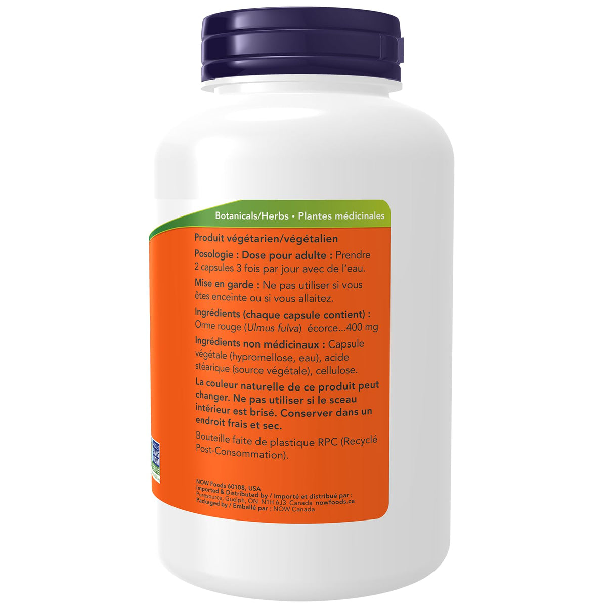 NOW Supplements, Slippery Elm 400mg Capsules, 250 Count