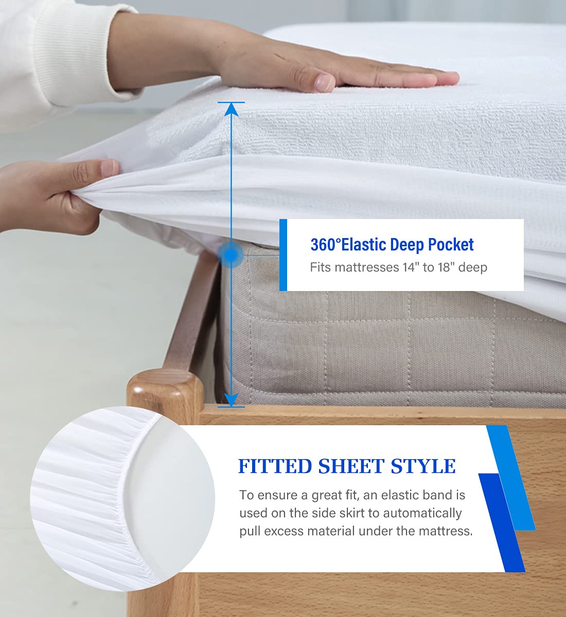 Twin Mattress Protector,Twin Mattress Cover Waterproof Mattress Protector Twin for Kids,Noiseless Soft Breathable Terry Twin Mattress Pad for Kids Pets Adults 39"x75"