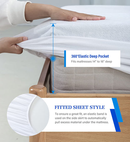 Twin Mattress Protector,Twin Mattress Cover Waterproof Mattress Protector Twin for Kids,Noiseless Soft Breathable Terry Twin Mattress Pad for Kids Pets Adults 39"x75"