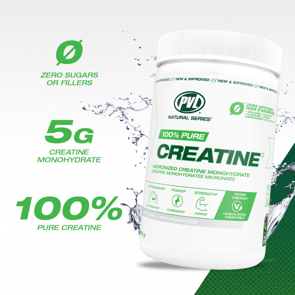 PVL 100% Pure Creatine Monohydrate Powder – Micronized Supplement for Women & Men, Unflavoured Amino Acids & Beta Alanine Friendly, Informed-Choice Tested, 300 g