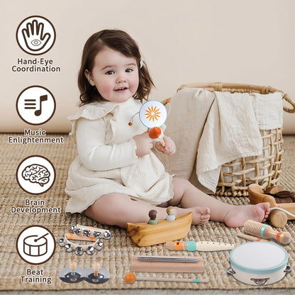 Toddlers Musical Instruments-Baby Montessori Wooden Musical Toys for Toddlers 1-3 Year Old,Kids Percussion Instruments Toy for 1 Year Boy&Girls,Christmas Birthday Gift for 1-3 Year Old 🍁 All In One Marketplace Canada