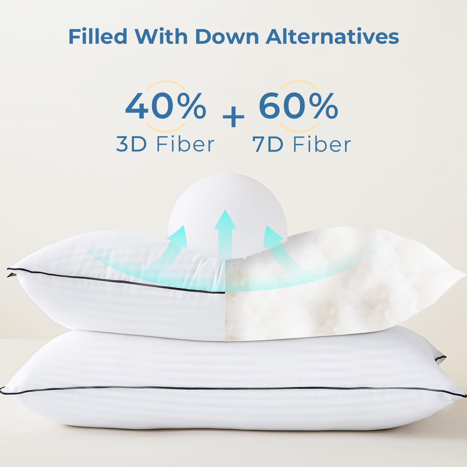 Pillows Standard Size Set of 4 - Bed Pillows for Sleeping 4 Pack, Cooling Supportive Hotel Pillows with Premium Soft Down Alternative Fill for Side Stomach and Back Sleepers