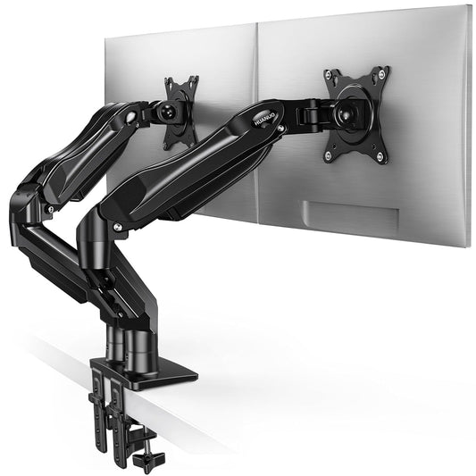 HUANUO Dual Monitor Stand for 13 to 32 Inches, Design Dual Monitor Mount, Fully Flexible Adjustable with Tilt, Swivel, Rotation, VESA 75/100, 19.8lbs per arm