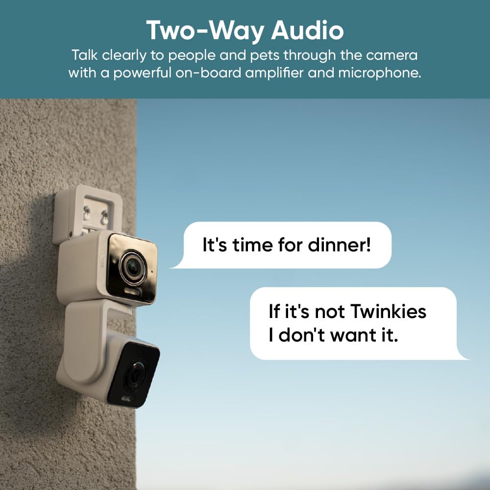 Wyze Pan Cam Duo Indoor/Outdoor IP65 2K 360° Pan/Tilt/Zoom Smart Home Security Camera with Color Night Vision, Works with Alexa & Google Assistant, White WYZE