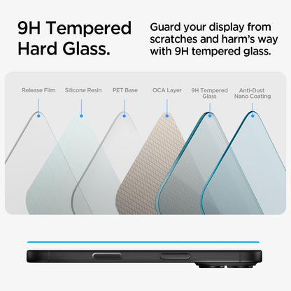 Spigen Tempered Glass Screen Protector [GlasTR EZ FIT] designed for iPhone 16 / iPhone 15 [2 Pack]