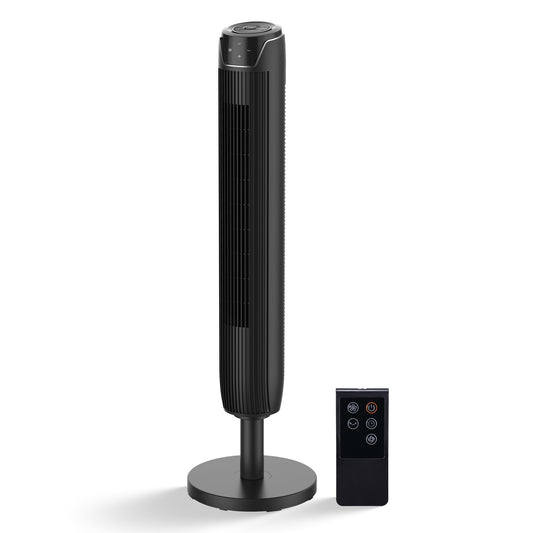 Senville 42" Oscillating Tower Fan for Bedroom, Remote, Bladeless, Quiet, 3 Modes, 7-Hour Timer, LED Display, Black