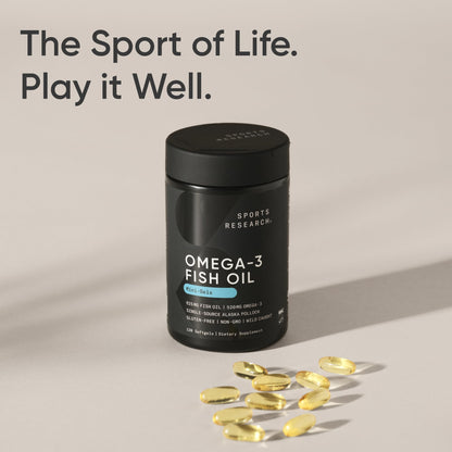 Sports Research® Fish Oil Mini-Softgels - Easy to Swallow Omega-3 Fatty Acids from Wild Caught Alaska Pollock Supporting Brain & Heart Health - 625mg, 120 Capsules