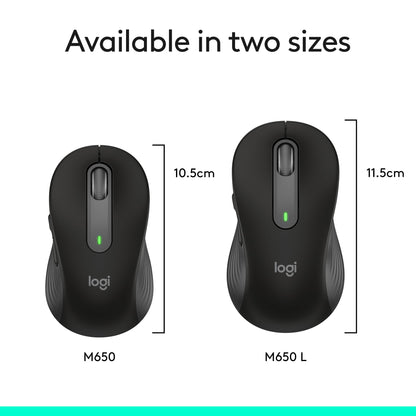 Logitech Signature M650 L Full Size Wireless Mouse Large Sized - Black