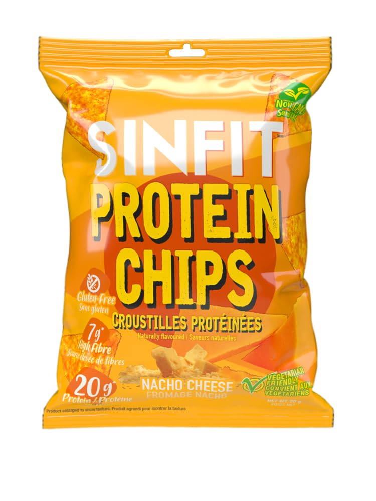 SinFit Protein Chips Nacho Cheese - 20g Protein, High Fiber, Low Carb, Gluten Free (7-Pack)