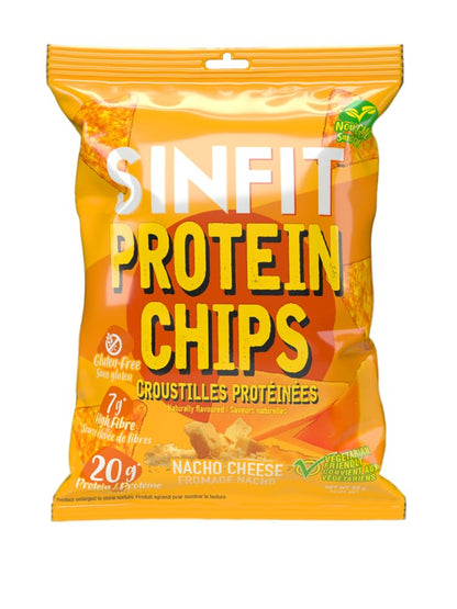 SinFit Protein Chips Nacho Cheese - 20g Protein, High Fiber, Low Carb, Gluten Free (7-Pack)