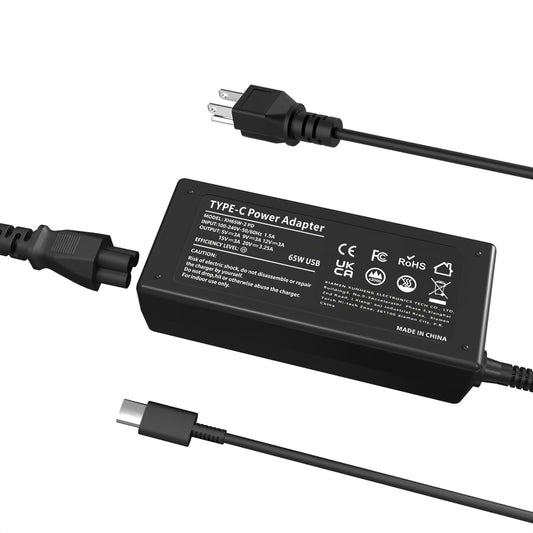 GDTOWD 65W USB C Laptop Charger Compatible with Lenovo Dell HP - Thinkpad T14 T15 E14 E15 X1 Carbon X13 Yoga, Asus Acer Samsung LG Gram,45W Type C Chromebook AC Adapter Power Cord